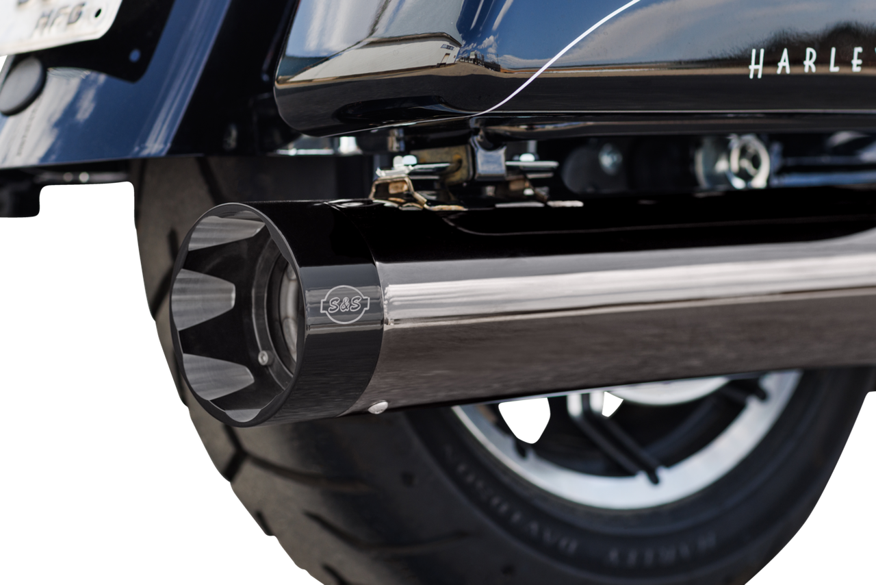 S&S 550-1086 lava black chrome 2:1 2 into 1 exhaust system harley ...