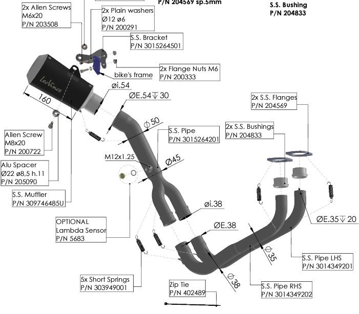 2mam Leovince 15264Bu Lv-10 Black Full Exhaust R7 & Mt07