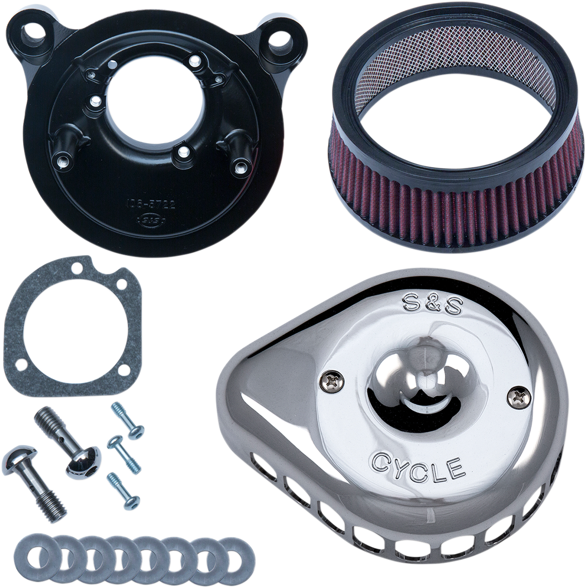 S&S 170-0441 Chrome Mini Teardrop Stealth Air Cleaner Kit 01-17