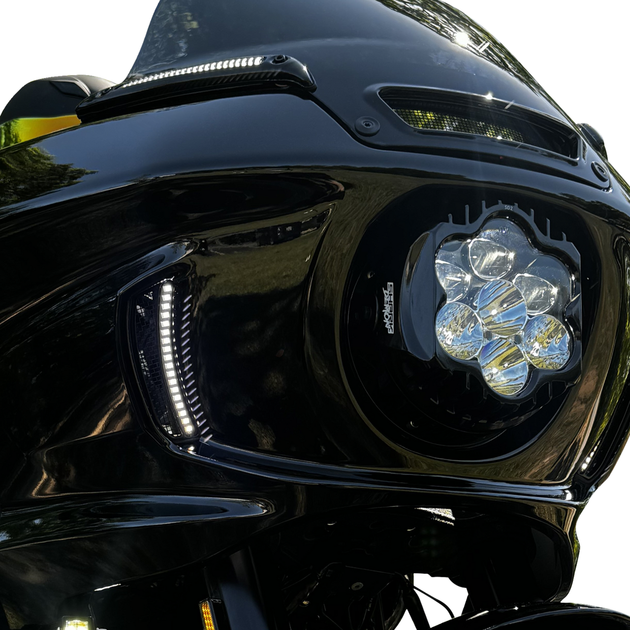 Custom Dynamics SD2-LRST-W Shark Demon 2 Headlight Softail Low