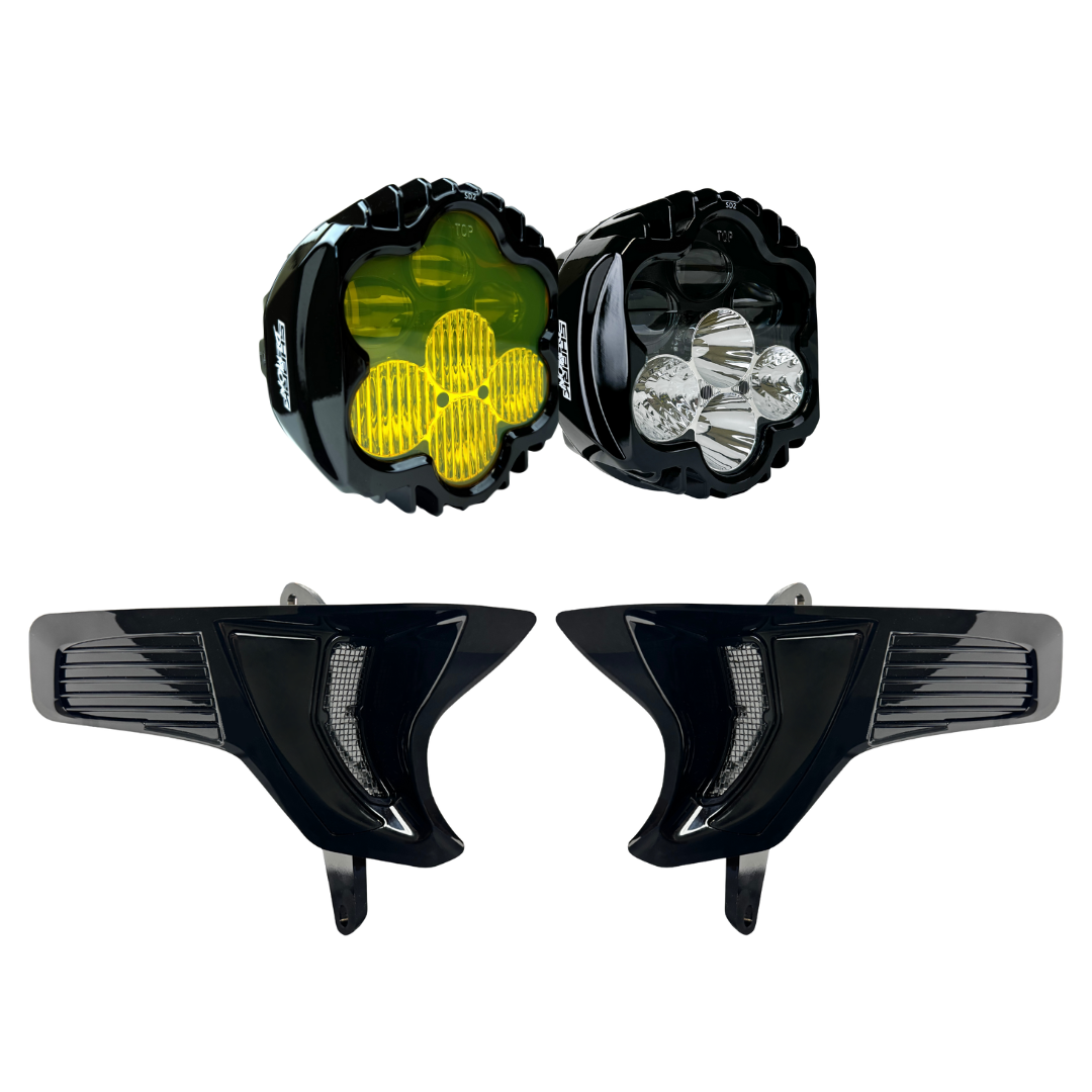 Shark Demon Dual Yellow & White Headlight Kit w Plates & Mount