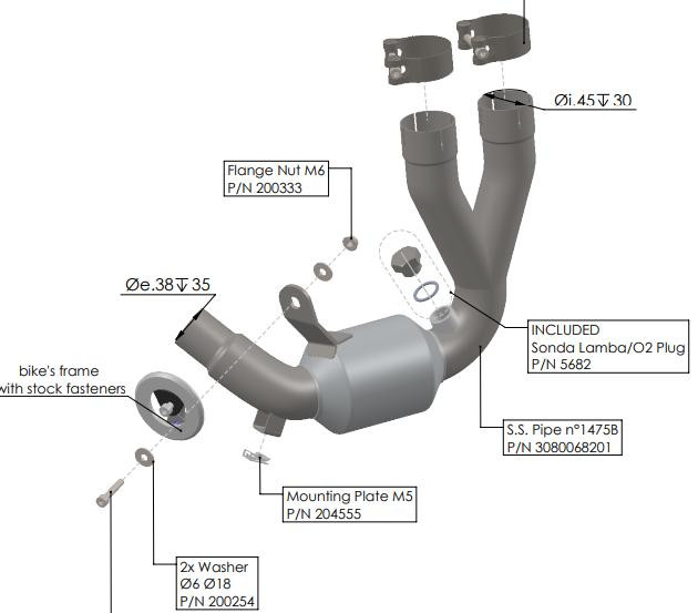 P Leovince 80068 Cat Eliminator Link Pipe Ducati Scrambler 800