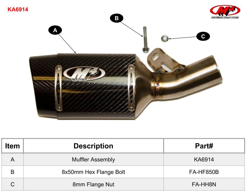 M4 Ka6914 Carbon Cf Street Slayer So Exhaust Zx6R 636 09-23
