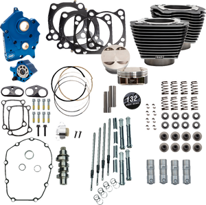 132" Power Pack with Chrome Pushrod Tubes and Cam Chain Tensioners, Chain Drive Cam, Black Granite Finish with Highlight Fins, For Water Cooled 2017-up M8 Models 132" Power Pack with Chrome Pushrod Tubes and Cam Chain Tensioners, Chain Drive Cam, Black Granite Finish with Highlight Fins, For Water Cooled 2017-up M8 Models