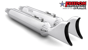 Freedom Performance HD01369 Chrome 4" Sharktail Slip-on Exhaust Mufflers FL Touring Glide road street electra m8 18-24 Freedom Performance HD01369 Chrome 4" Sharktail Slip-on Exhaust Mufflers FL Touring Glide road street electra m8 18-24