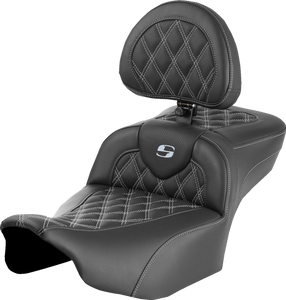 Saddlemen 823-07-184B5 Roadsofa Backrest Extended Reach Seat Silver Lattice Stitch FLTR FLHX 23-24 Saddlemen 823-07-184B5 Roadsofa Backrest Extended Reach Seat Silver Lattice Stitch FLTR FLHX 23-24