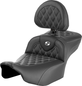 Saddlemen 823-07-184B6 Roadsofa Backrest Extended Reach Seat White Lattice Stitch FLTR FLHX 23-24 Saddlemen 823-07-184B6 Roadsofa Backrest Extended Reach Seat White Lattice Stitch FLTR FLHX 23-24