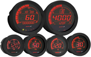 KOSO NORTH AMERICA BA050907 HD-02 Six-Piece Gauge Kit - Black