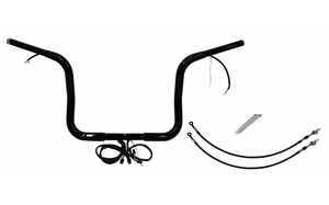 Fat Baggers 901512-B EZ Install Wired Handlebars 1-1/4" Round Top 12" Black Fat Baggers 901512-B EZ Install Wired Handlebars 1-1/4" Round Top 12" Black