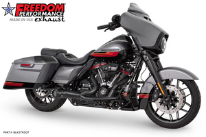 Freedom HD02067 Black w sculpted Tip 2:1 Turnout Sidedump Full Exhaust M8 FL touring Glides 17-25 Freedom HD02067 Black w sculpted Tip 2:1 Turnout Sidedump Full Exhaust M8 FL touring Glides 17-25