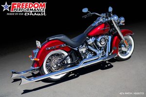 Freedom HD00773 42" Chrome SharkTail Tuck & Under Full exhaust M8 Softail 18-25 Freedom HD00773 42" Chrome SharkTail Tuck & Under Full exhaust M8 Softail 18-25