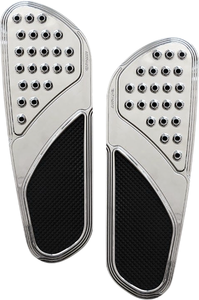Accutronix FBF01-DVC Chrome Knurled Drilled Front Floorboards Harley 84-Up