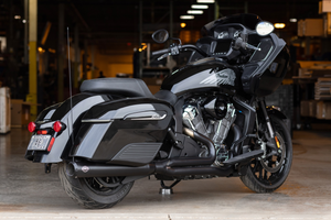 S&S 550-1131 Qualifier Black Race 2:1 Cat Delete Full Exhaust 2020 - 2025 Indian Challenger, 2022 - 2025 Pursuit Models, and 2025 Chieftain and Roadmaster PowerPlus Model S&S 550-1131 Qualifier Black Race 2:1 Cat Delete Full Exhaust 2020 - 2025 Indian Challenger, 2022 - 2025 Pursuit Models, and 2025 Chieftain and Roadmaster PowerPlus Model