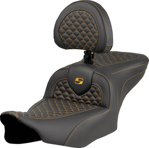 Saddlemen 823-07-208B7 Roadsofa™ Seat - Dragon Scale Stitch - Gold Stitch - w/ Backrest - FLTR/FLHX '23-'24