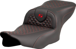 Saddlemen 823-07-20804 Roadsofa™ Seat - Dragon Scale Stitch - Red Stitch - w/o Backrest - FLTR/FLHX '23-'24