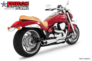 FREEDOM PERFORMANCE MS00011 CHROME w Sculpted black tip Combat 2-1 Exhaust Suzuki M109R