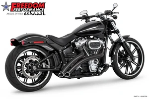 Freedom Performance HD00397 Black Radical Radius Dual Exhaust 86-17 Softail all models except rocker & breakout
