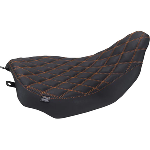 Mustang 88020MO Runaround Solo Seat double diamond mandarin orange stitch flt/flh '23-'25