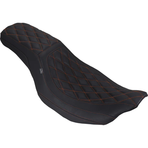 Mustang 88514 MO Low Squareback Seat double diamond mandarin orange stitch flh/flt '23-'25
