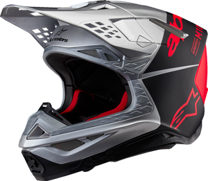ALPINESTARS 8301023-1954-S Supertech M10 Flood MIPS® Helmet - Flood MIPS® Gloss Silver/Black/Orange Fluo Small