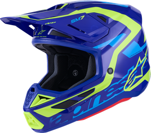 ALPINESTARS 8302426-7253-XXL SM7 Deed Helmet - Deed Gloss Blue/Yellow Fluo 2XL