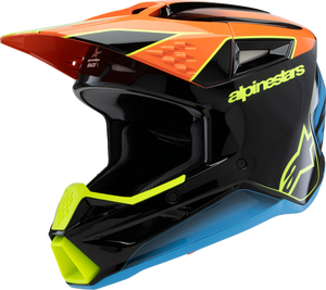 ALPINESTARS 8301625-1455-YS Youth SM3 Fray Helmet - Fray Gloss Black/Orange/Yellow Fluo Small