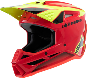 ALPINESTARS 8301625-3051-YS Youth SM3 Fray Helmet - Fray Gloss Red/Yellow Fluo/Black Small