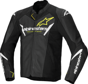 ALPINESTARS 3103625-125-48 Faster v3 Airflow Leather Jacket - Black/White/Yellow Fluo US 38 / EU 48