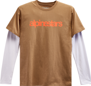 ALPINESTARS 1213713002331L Stack Long-Sleeve Knit T-Shirt - Sand/Warm Red Large