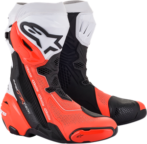 ALPINESTARS 2220121-124-42 Supertech R Vented Boots - Black/Fluorescent Red/White US 8 / EU 42