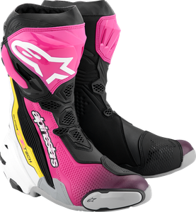 ALPINESTARS 2220021-1634- 40 Supertech R Boots - Black/Magenta/White/Yellow US 6.5 / EU 40