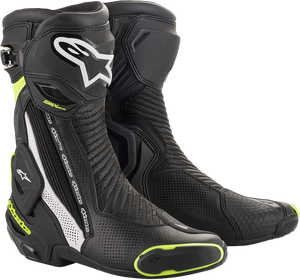 ALPINESTARS 2221119-125-40 SMX Plus Vented Boots - Black/White/Yellow US 6.5 / EU 40