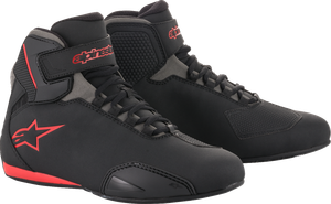 ALPINESTARS 2515518131105 Sektor Shoes — Abrasion Resistant/Hook and Loop/Removable Anatomic Footbed - Black/Gray/Red US 10.5 / EU 43.5