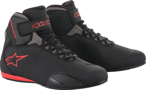 ALPINESTARS 251551813112 Sektor Shoes — Abrasion Resistant/Hook and Loop/Removable Anatomic Footbed - Black/Gray/Red US 12 / EU 45.5