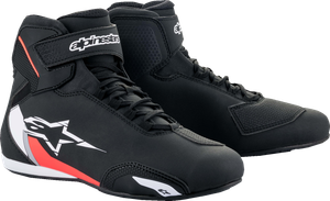 ALPINESTARS 2515518123114 Sektor Shoes — Abrasion Resistant/Hook and Loop/Removable Anatomic Footbed - Black/White/Red US 14 / EU 48