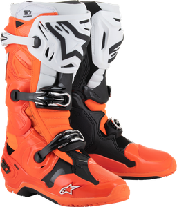 ALPINESTARS 2010025-4512-11 Tech 10 Enduro Boots - Fluorescent Orange/Black/White US 11 / EU 45.5