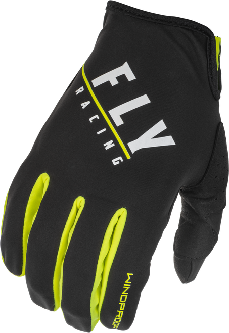 FLY RACING 371-14208 WINDPROOF GLOVES BLACK/HI-VIS SZ 08