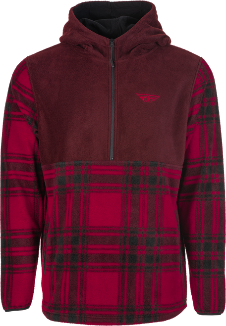 FLY RACING 354-0022S FLY HALF ZIP PULLOVER HOODIE RED PLAID SM