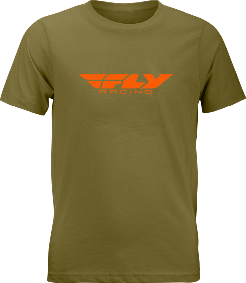 FLY RACING 352-0676YS YOUTH FLY CORPORATE TEE OLIVE/ORANGE YS