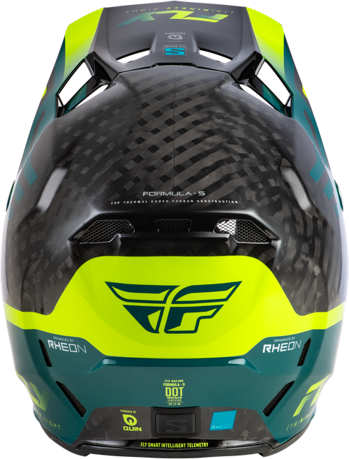 FLY RACING 73-4453S FORMULA S CARBON BYTE HELMET BLACK CARBON/TEAL/LIME SM