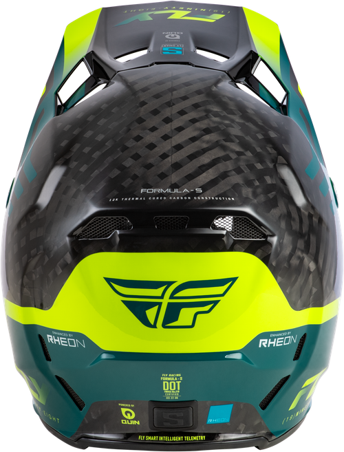 FLY RACING 73-4453XS FORMULA S CARBON BYTE HELMET BLACK CARBON/TEAL/LIME XS