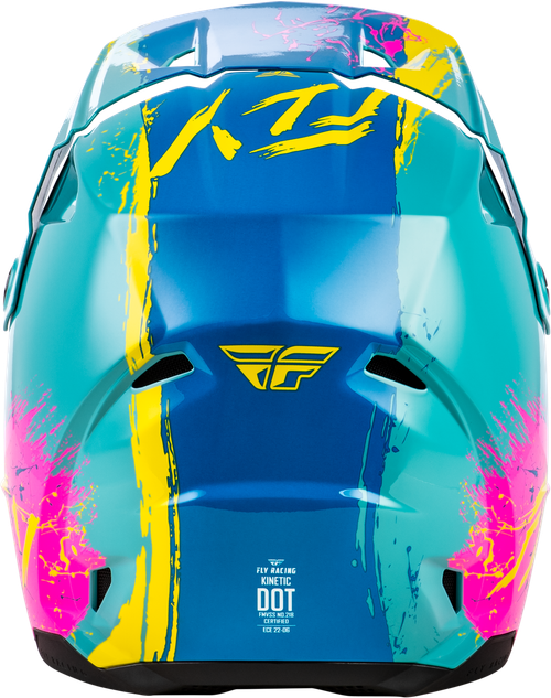 FLY RACING 73-8680YS YOUTH KINETIC DRIP HELMET TURQUOISE/PINK/YELLOW YS