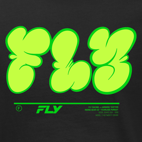 FLY RACING 354-0413YS YOUTH FLY GRAFFITI TEE BLACK YS