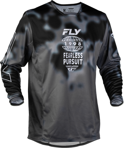 FLY RACING 380-420M KINETIC BLUR JERSEY BLACK/GREY MD