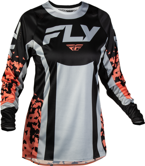 FLY RACING 380-620X WOMEN'S LITE FLAKE JERSEY BLACK/LIGHT GREY/CORAL XL