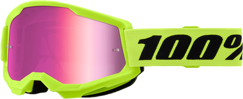 100% 50028-00016 STRATA 2 GOGGLE NEON YELLOW MIRROR PINK LENS