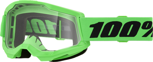 100% 50027-10027 STRATA 2 GOGGLE NEON GREEN CLEAR LENS