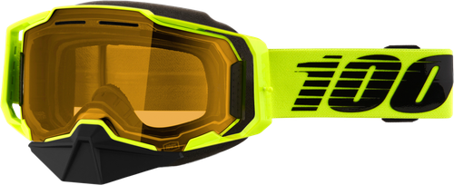 100% 50007-10009 ARMEGA SNOWMOBILE GOGGLE NEON YLW W/ YELLOW LENS