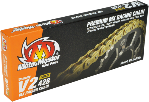 MOTO-MASTER 642801 V2 428 - Drive Chain - 130 Links - Gold - Drive Chain 130 Links Gold