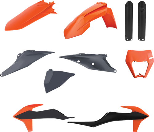 POLISPORT 91040 Full Body Kit - Black/Gray/Orange OEM '22 - KTM - EX/XC '20-'23 - Black/Gray/Orange OEM '22 KTM EX/XC '20-'23